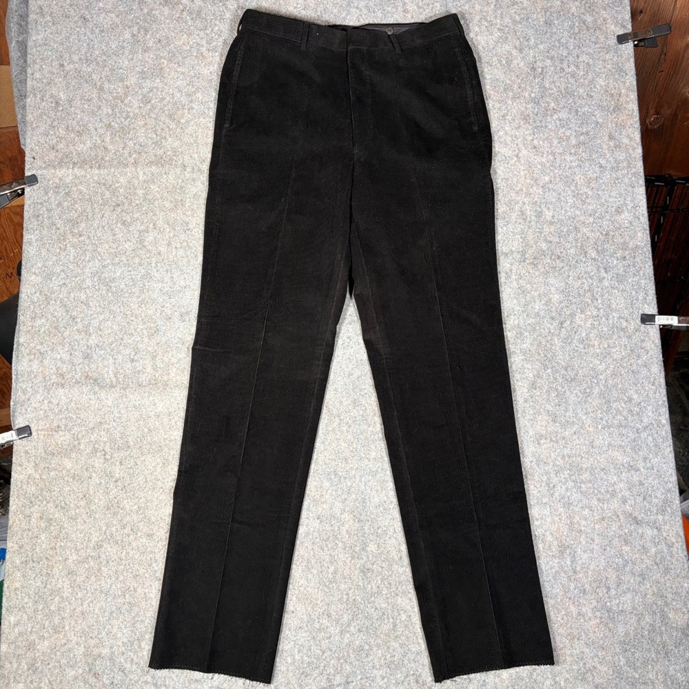 Polo Ralph Lauren Corduroy Pants Mens 34 Black Made in Italy UNHEMMED 90s VTG